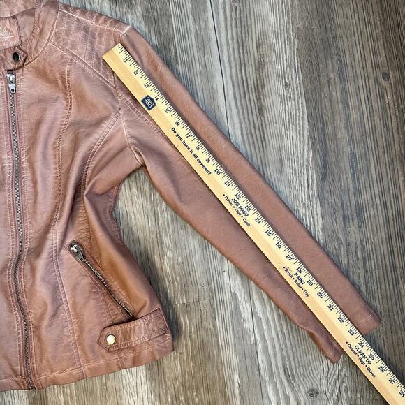 Sebby Collection Faux Leather Moto Jacket Women’s‎ Medium Dusty Rose Zip Pockets - Picture 9 of 9